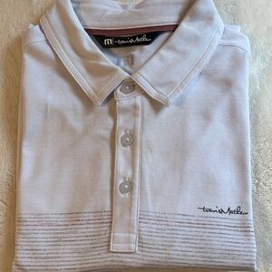 Travis Mathew White and Light Gray Polo Shirt